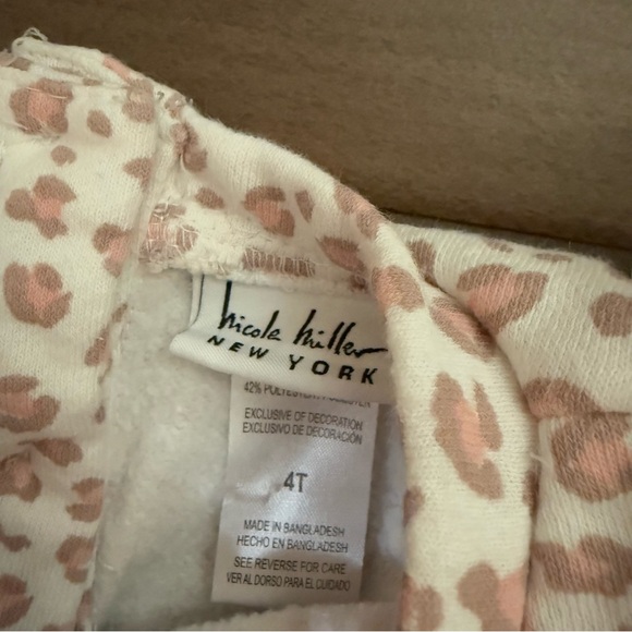 Nicole Miller Girl’s Pink White Leopard Print Tulle Sweatshirt Pants Sweatsuit - Picture 4 of 8